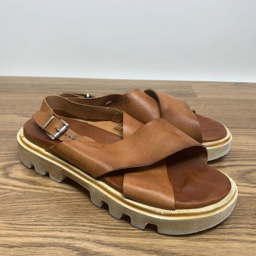 Miz Mooz Leather‎ Cross-Strap Sandals Pacific Brandy Antique Size 42 10.5 - 11